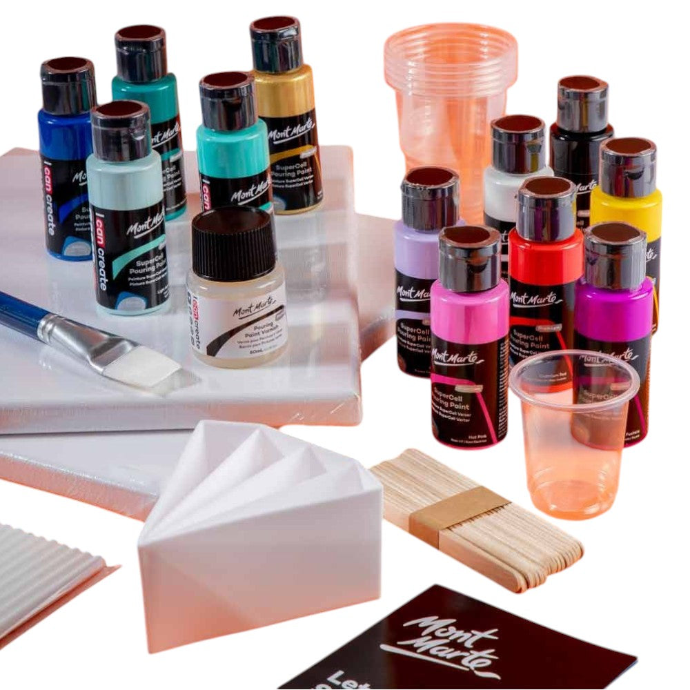 Mont Marte SuperCell Pouring Paint Kit 67pc - Open Box