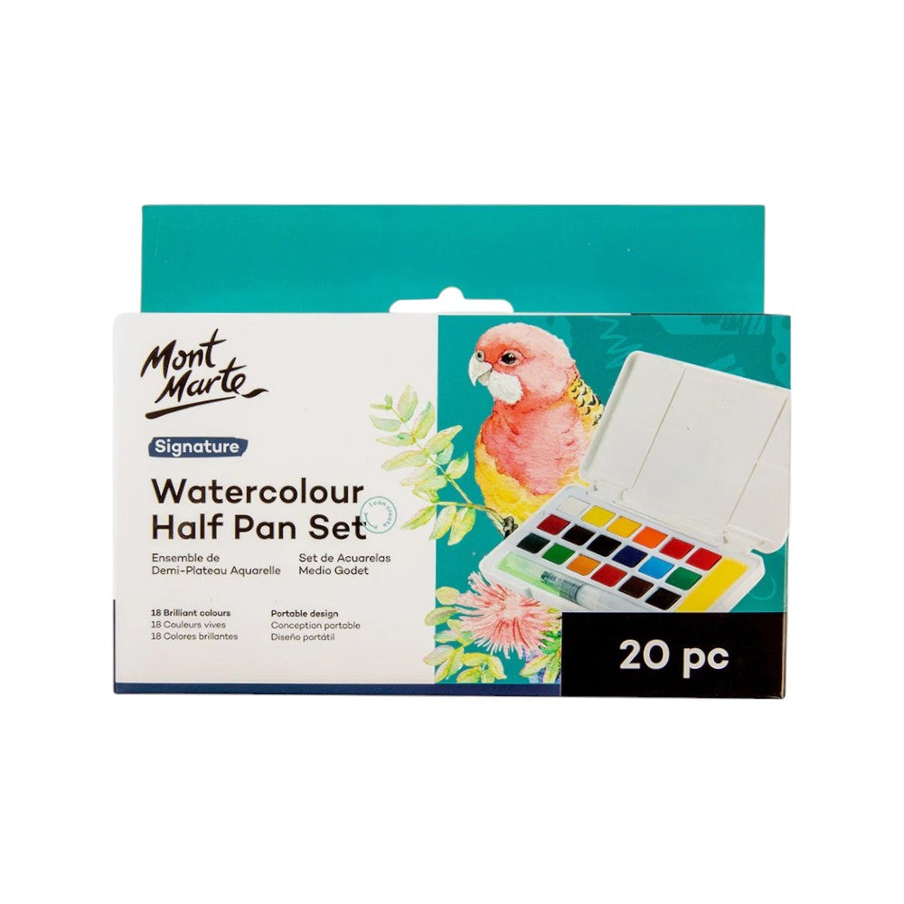 Mont Marte Watercolour Half Pan Set 20pc - Front View