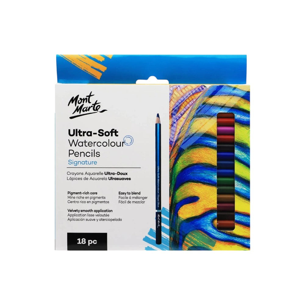 Mont Marte Ultra-Soft Watercolour Pencils - 18pc - Front View