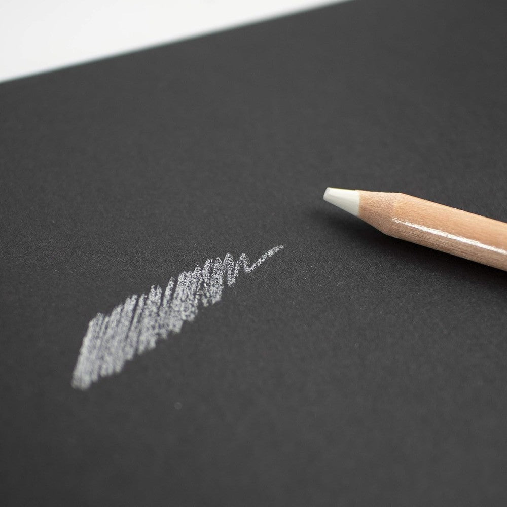 Mont Marte White Charcoal Pencil Used on Black Paper for Highlighting