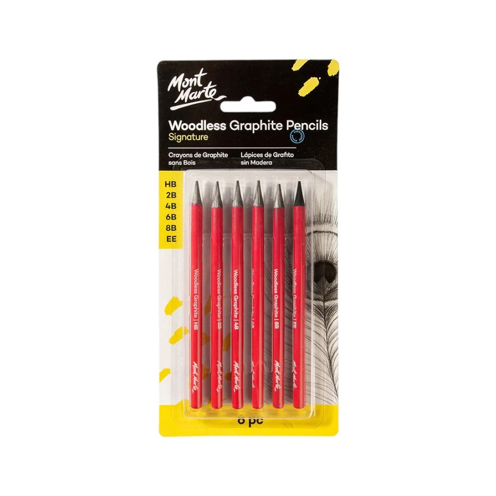 Mont Marte Woodless Graphite Pencil Set of 6 - Front Packaging