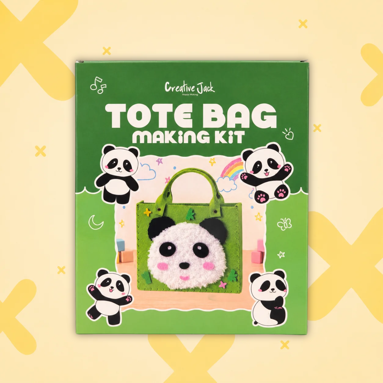 DIY Felt Tote Bag Making Kit for Kids - panda tote bag making kit apolix front