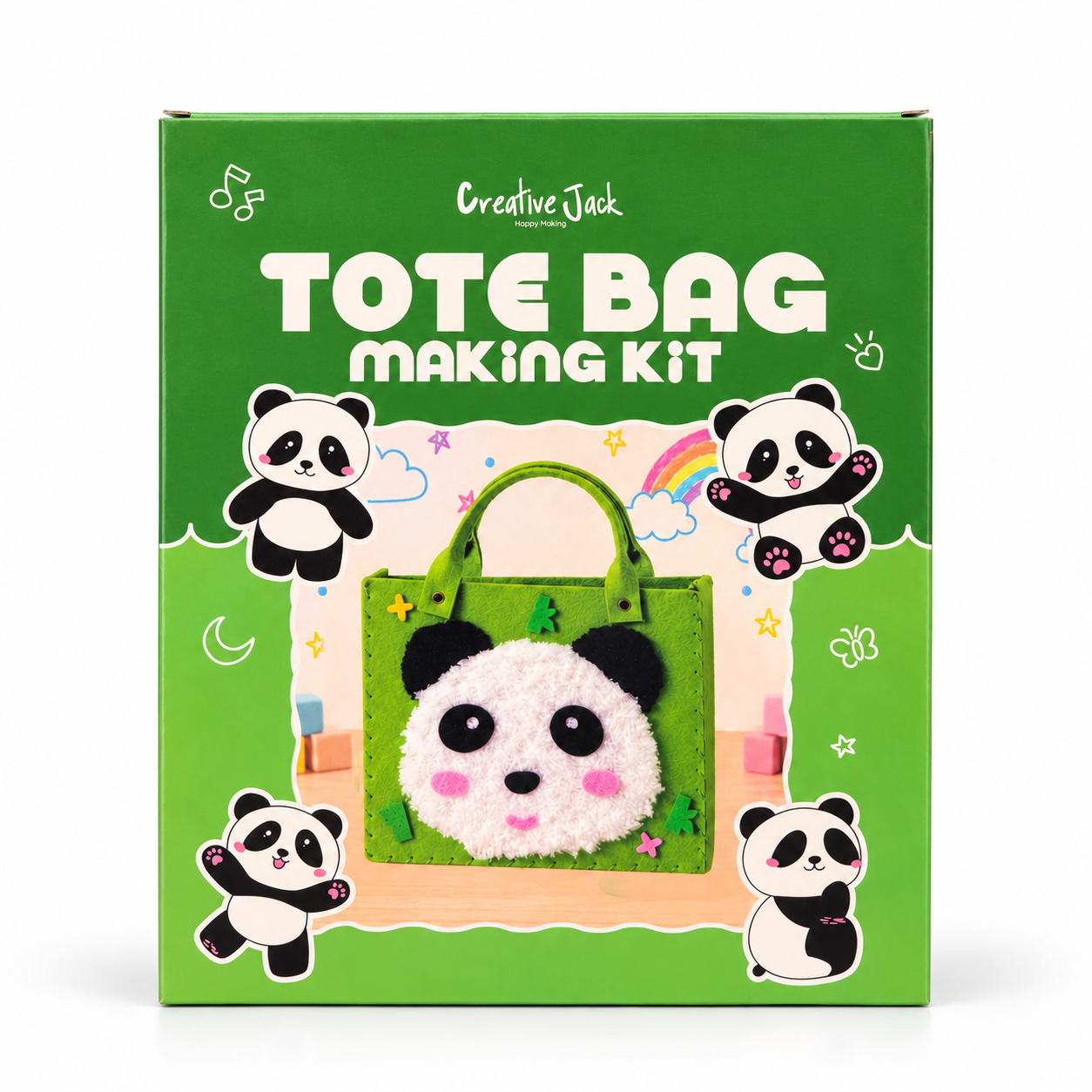 DIY Felt Tote Bag Making Kit for Kids - Panda - panda tote bag making kit front new