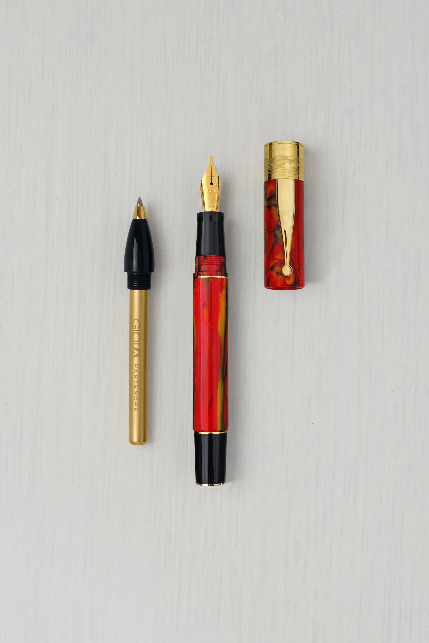 Gioia | Fountain Pen & Rollerball Pen | Partenope | Fiamma Flame | Gold Trims Gioia