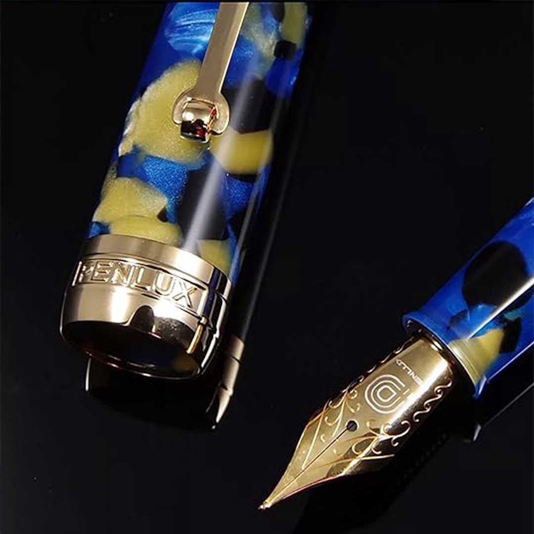 Penlux | Fountain Pen | 14K Gold Plated | Masterpiece Delgado Betta | Blue | Flex Nib Penlux