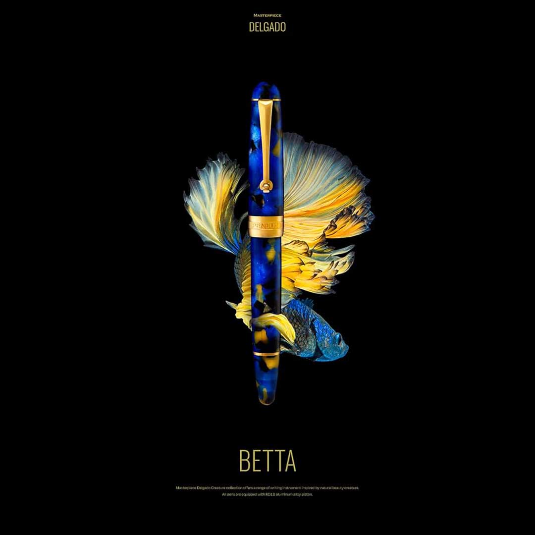 Penlux | Fountain Pen | 14K Gold Plated | Masterpiece Delgado Betta | Blue | Flex Nib Penlux