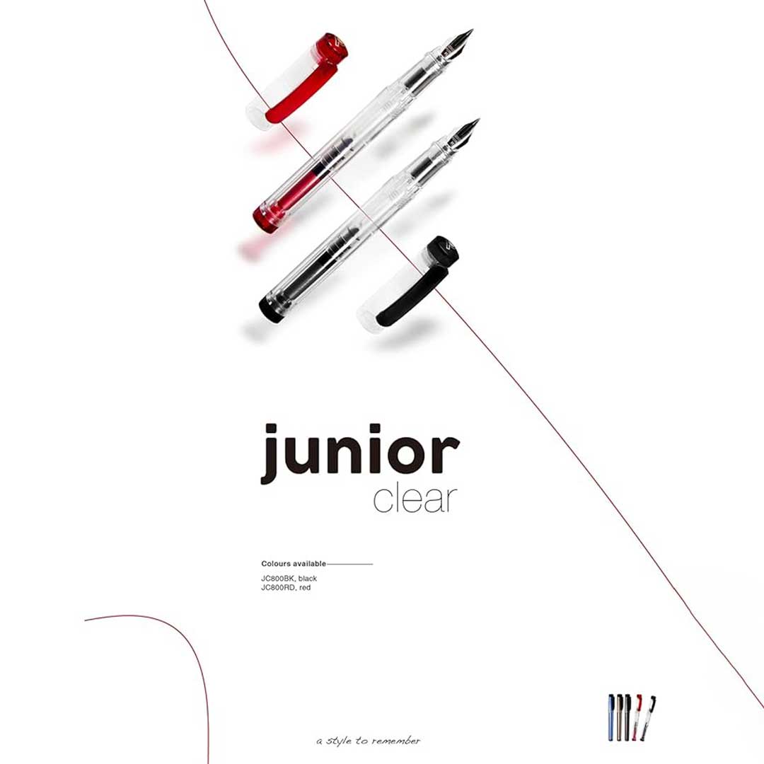 Penlux | Junior | Fountain Pen | Clear Body | Red Penlux
