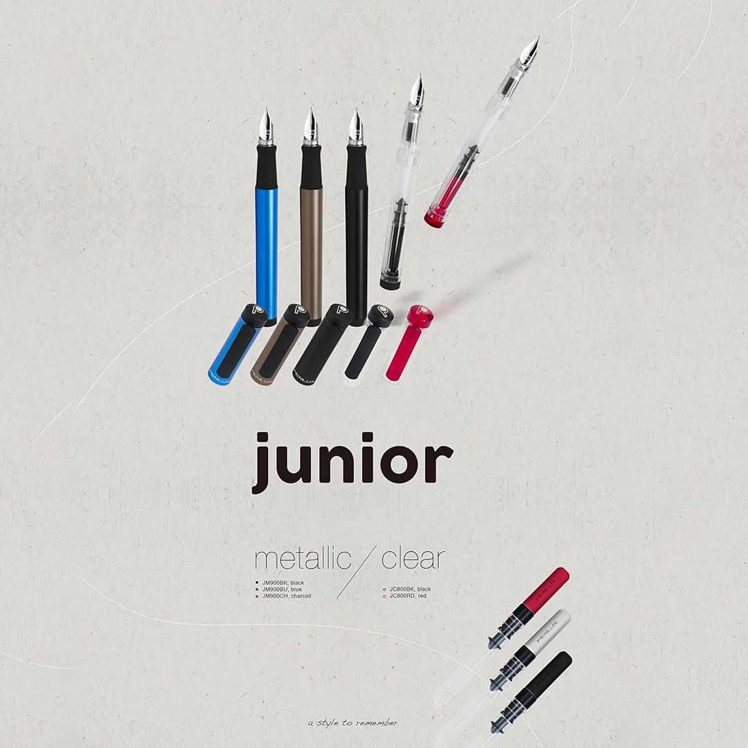Penlux | Junior | Fountain Pen | Clear Body | Red Penlux