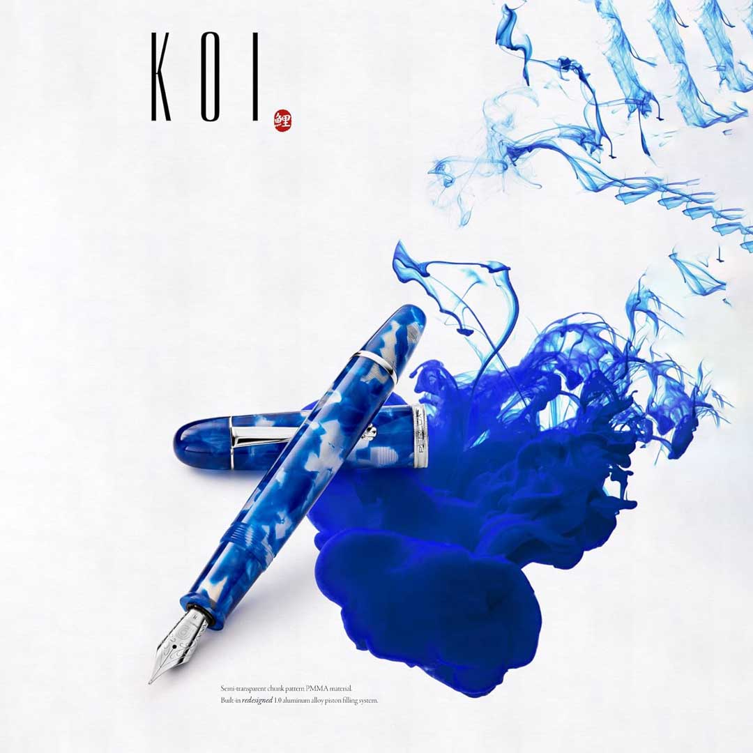 Penlux | Koi | Fountain Pen | King Body | Blue & White | Piston Filling Penlux