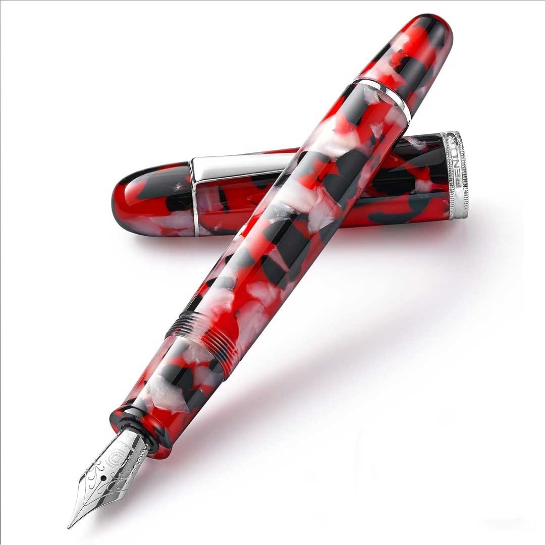 Penlux | Koi | Fountain Pen | King Body (Red,white And Black) | Piston Filling Penlux