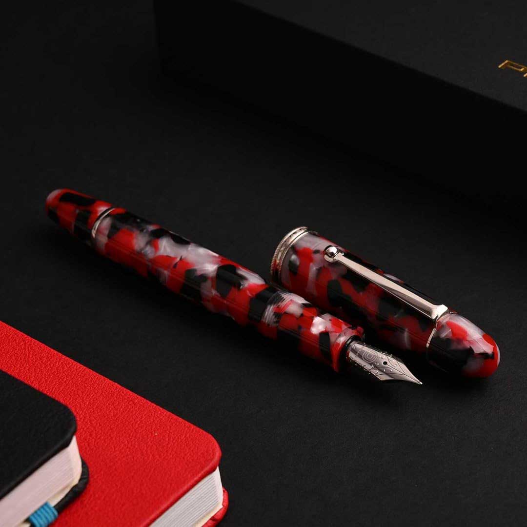 Penlux | Koi | Fountain Pen | King Body (Red,white And Black) | Piston Filling Penlux