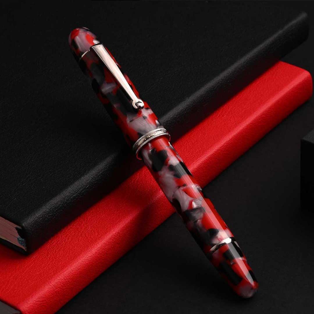 Penlux | Koi | Fountain Pen | King Body (Red,white And Black) | Piston Filling Penlux