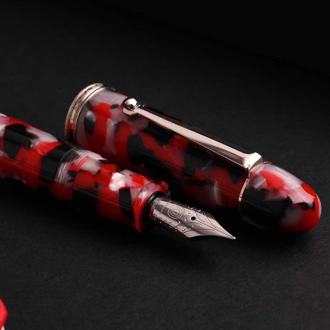Penlux | Koi | Fountain Pen | King Body (Red,white And Black) | Piston Filling Penlux