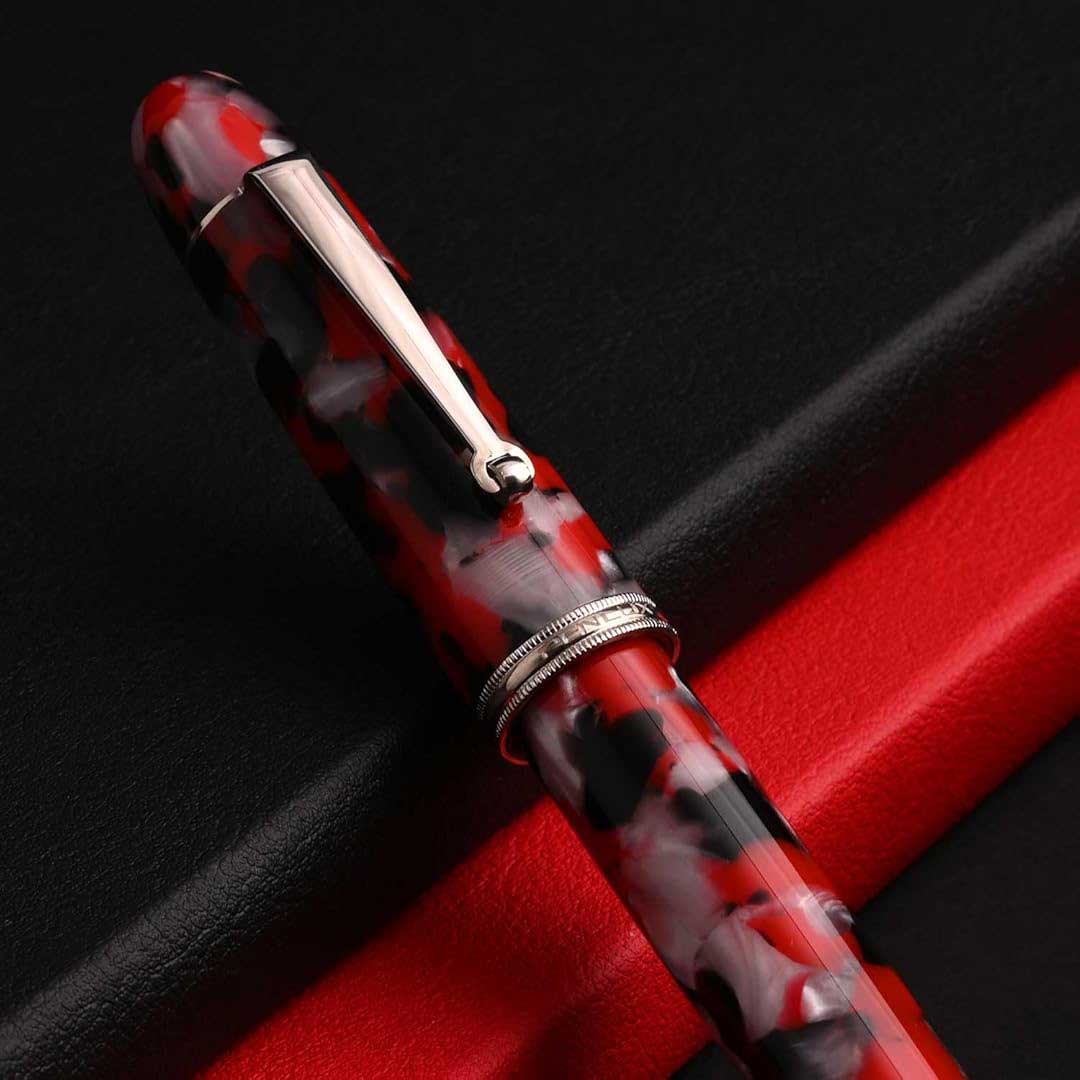 Penlux | Koi | Fountain Pen | King Body (Red,white And Black) | Piston Filling Penlux