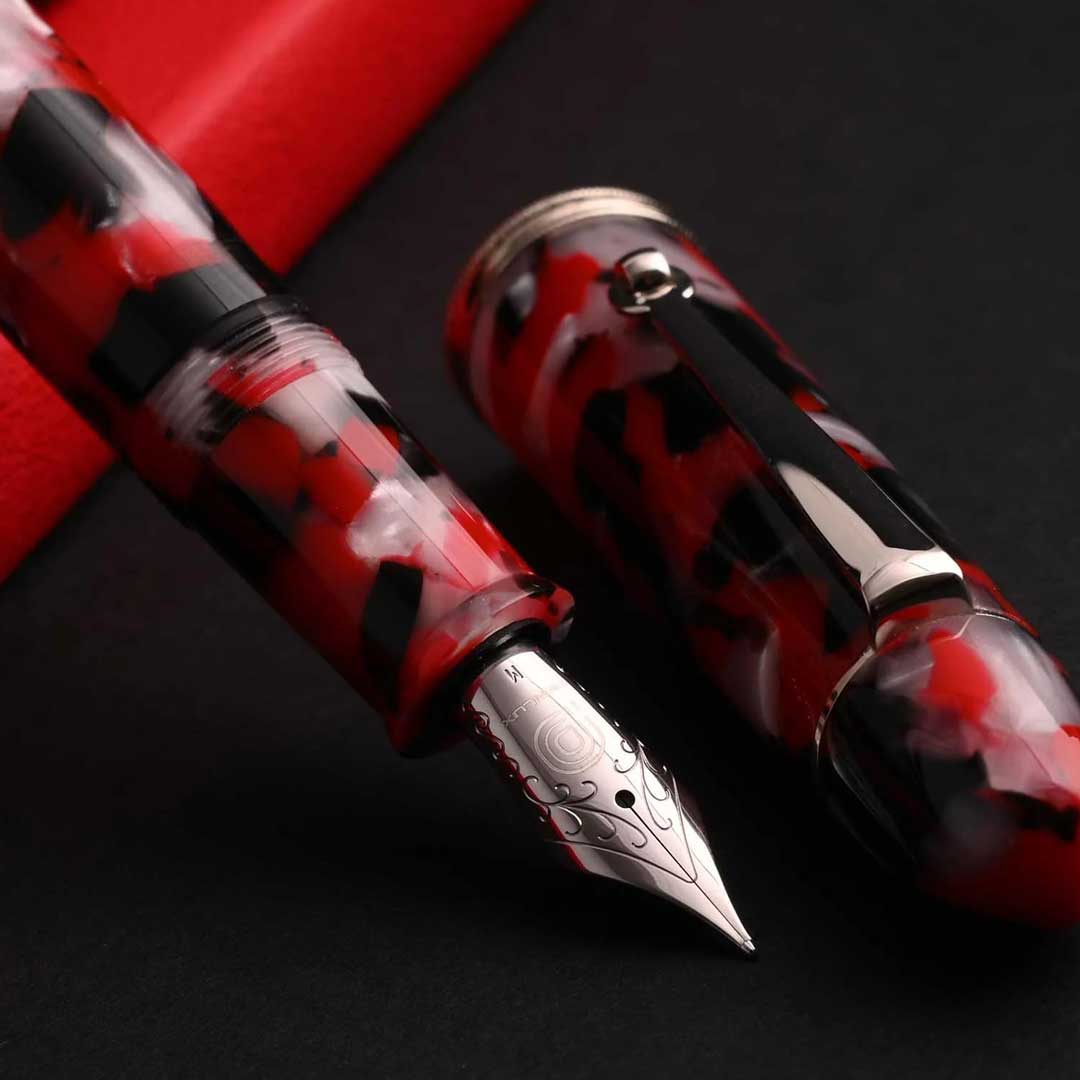 Penlux | Koi | Fountain Pen | King Body (Red,white And Black) | Piston Filling Penlux