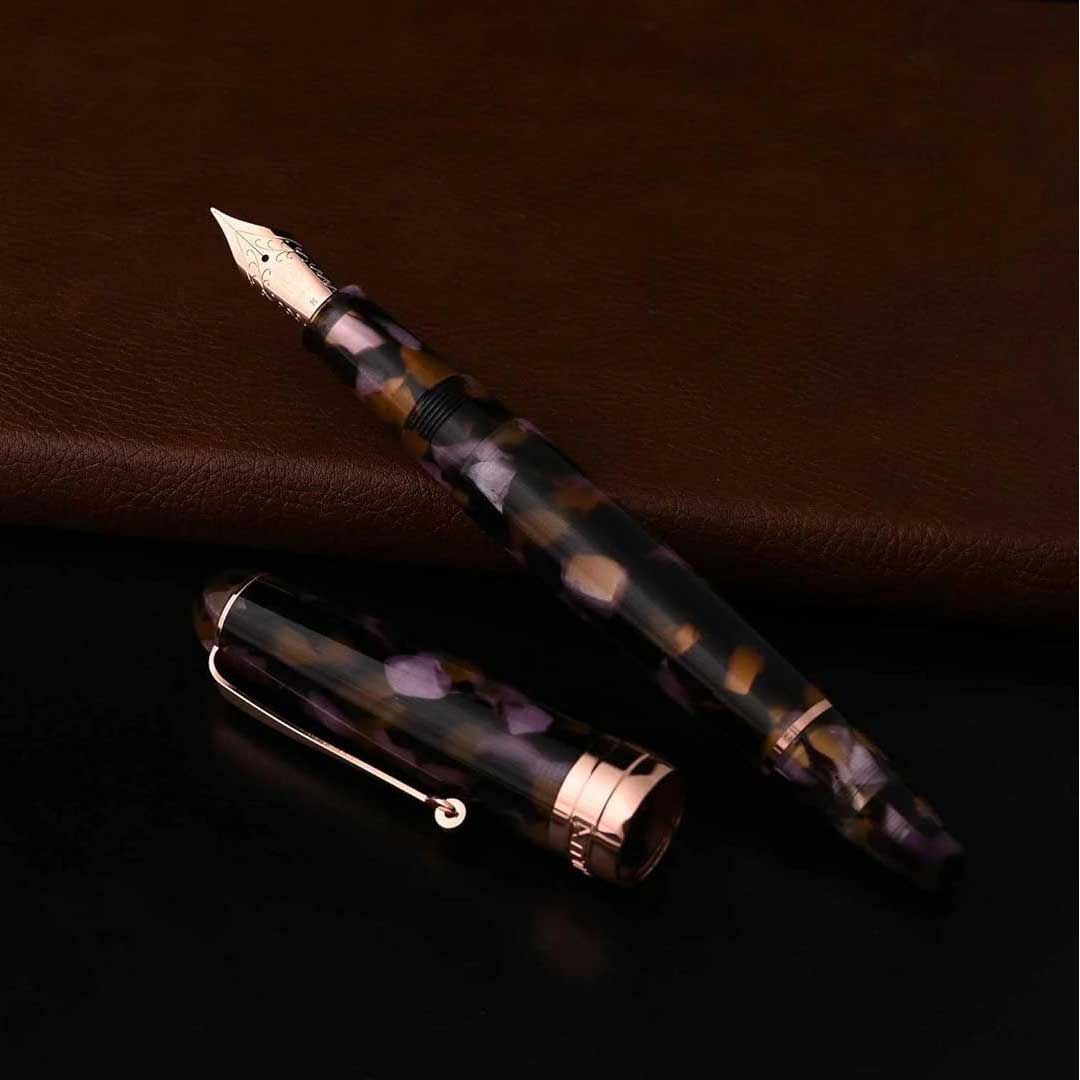 Penlux | Masterpiece Delgado | Fountain Ink Pen | Euploea | Brown Black | Piston Filling Penlux