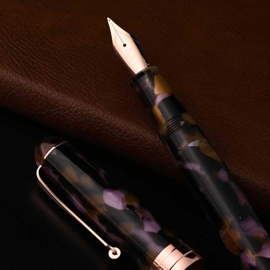 Penlux | Masterpiece Delgado | Fountain Ink Pen | Euploea | Brown Black | Piston Filling Penlux