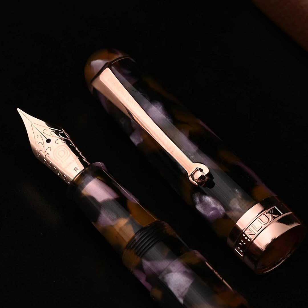Penlux | Masterpiece Delgado | Fountain Ink Pen | Euploea | Brown Black | Piston Filling Penlux
