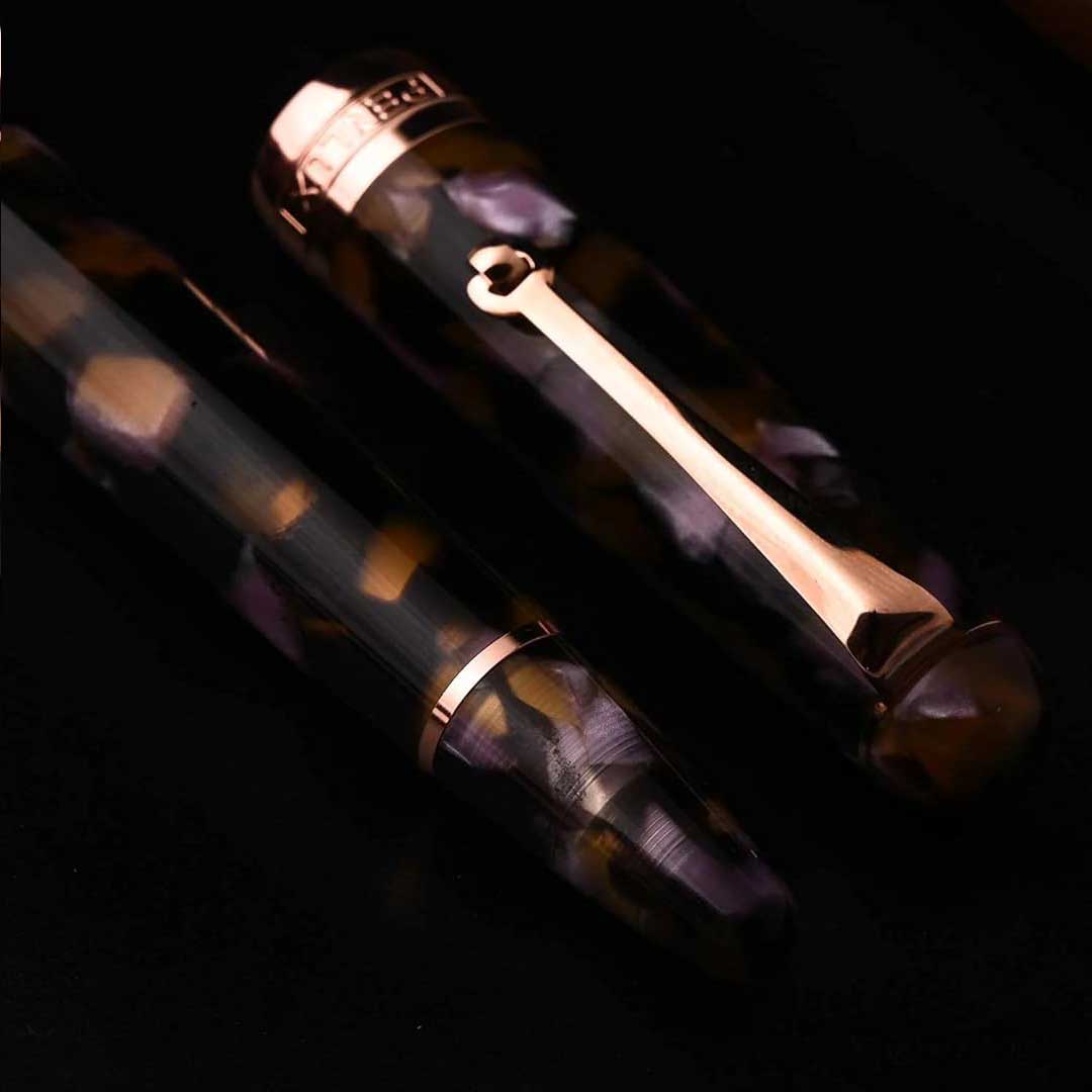 Penlux | Masterpiece Delgado | Fountain Ink Pen | Euploea | Brown Black | Piston Filling Penlux