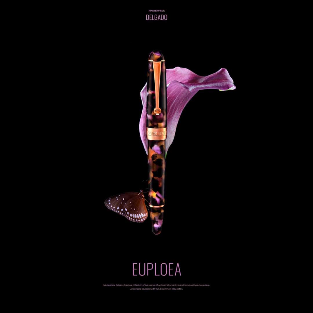 Penlux | Masterpiece Delgado | Fountain Ink Pen | Euploea | Brown Black | Piston Filling Penlux