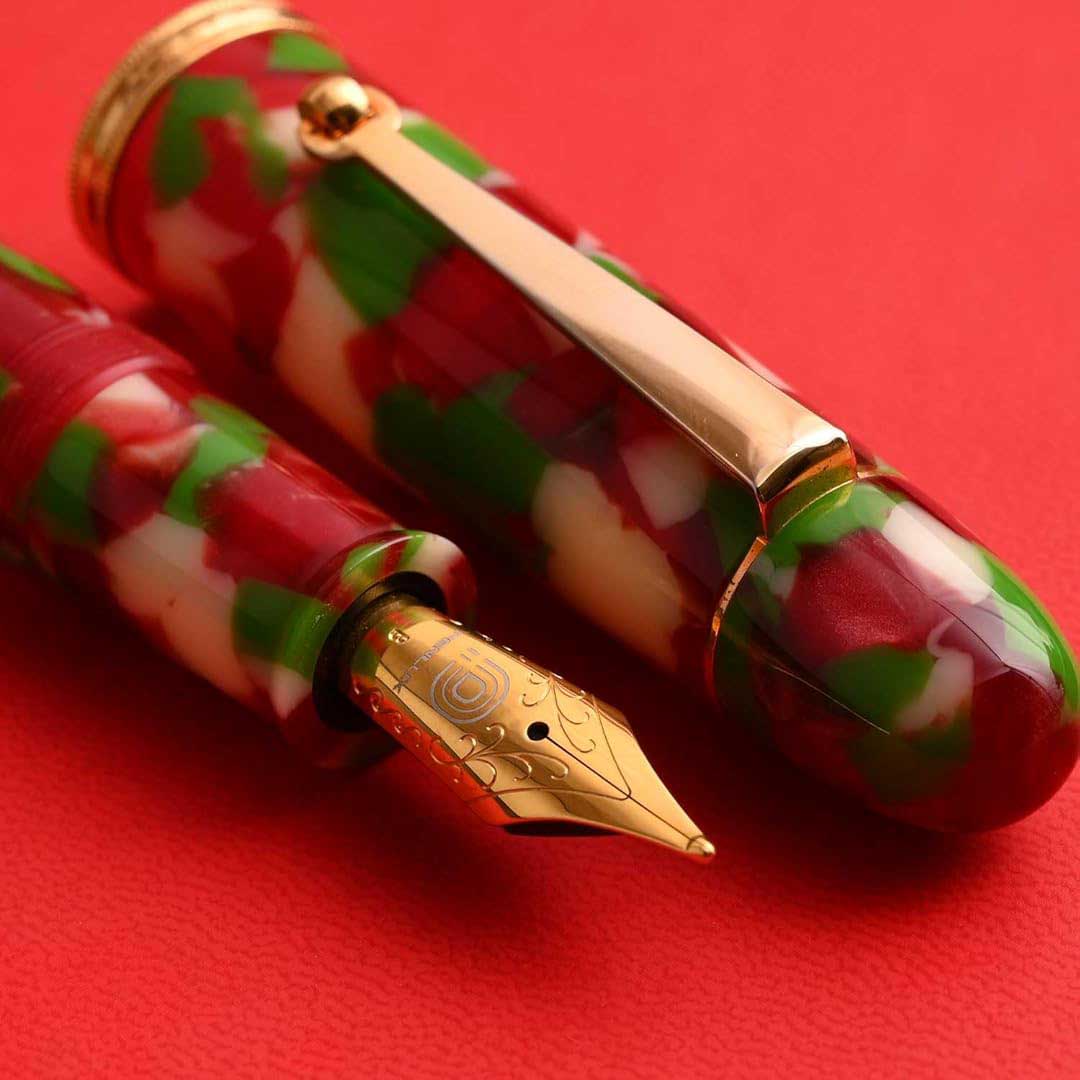 Penlux | Masterpiece Grande | Christmas Edition Fountain Ink Pen | Piston Filling | Oversize Pen with No. 6 Jowo Nibs Penlux