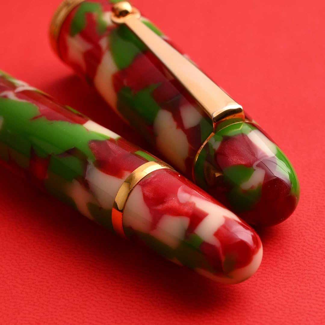 Penlux | Masterpiece Grande | Christmas Edition Fountain Ink Pen | Piston Filling | Oversize Pen with No. 6 Jowo Nibs Penlux