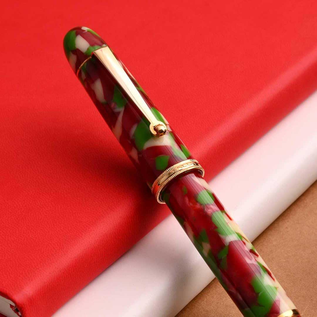 Penlux | Masterpiece Grande | Christmas Edition Fountain Ink Pen | Piston Filling | Oversize Pen with No. 6 Jowo Nibs Penlux