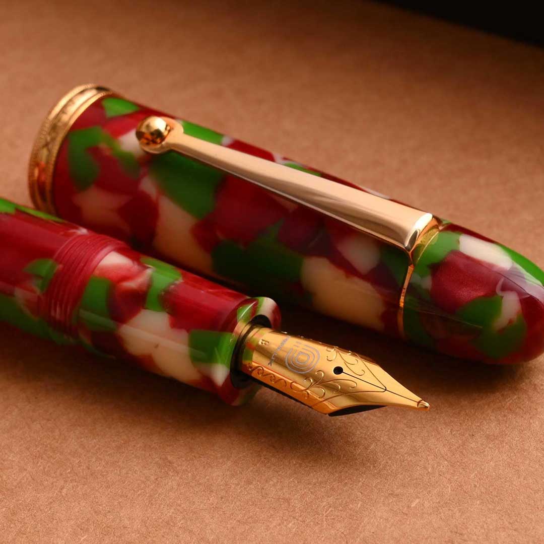 Penlux | Masterpiece Grande | Christmas Edition Fountain Ink Pen | Piston Filling | Oversize Pen with No. 6 Jowo Nibs Penlux