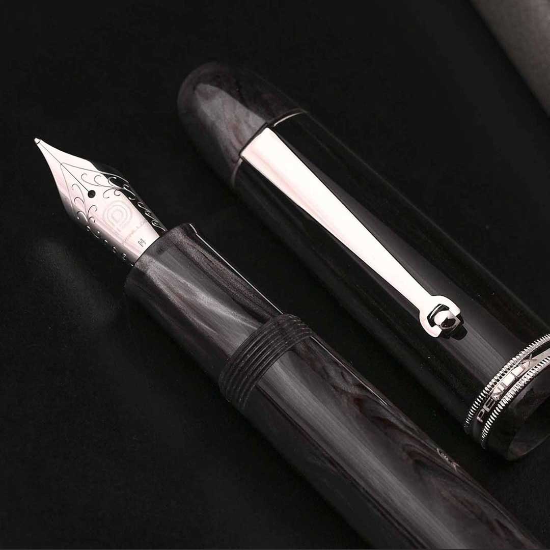 Penlux | Masterpiece Grande | Fountain Ink Pen | Black Wave Body | Piston Filling Penlux