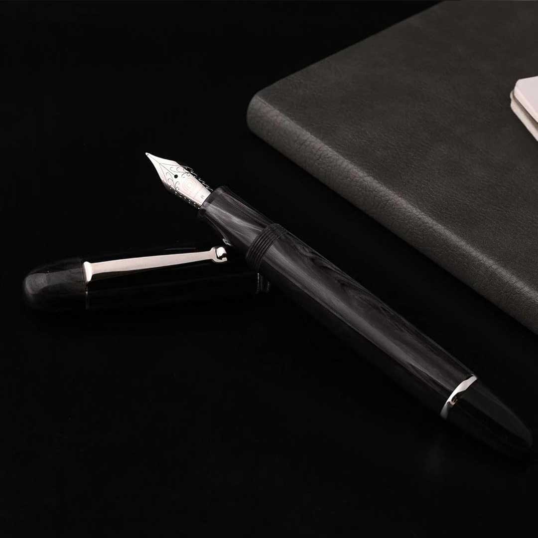 Penlux | Masterpiece Grande | Fountain Ink Pen | Black Wave Body | Piston Filling Penlux
