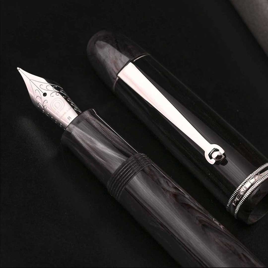 Penlux | Masterpiece Grande | Fountain Ink Pen | Black Wave Body | Piston Filling Penlux