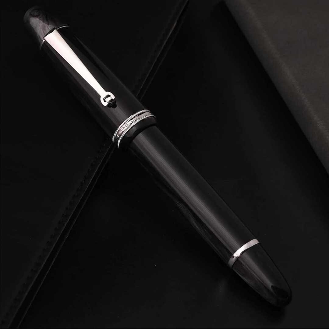 Penlux | Masterpiece Grande | Fountain Ink Pen | Black Wave Body | Piston Filling Penlux