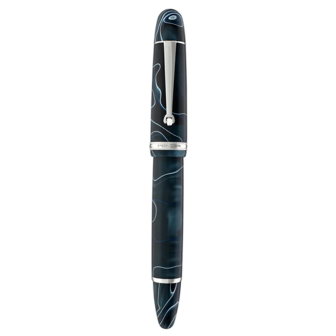 Penlux | Masterpiece Grande | Fountain Pen | Blue Swirl | Piston Filling Penlux