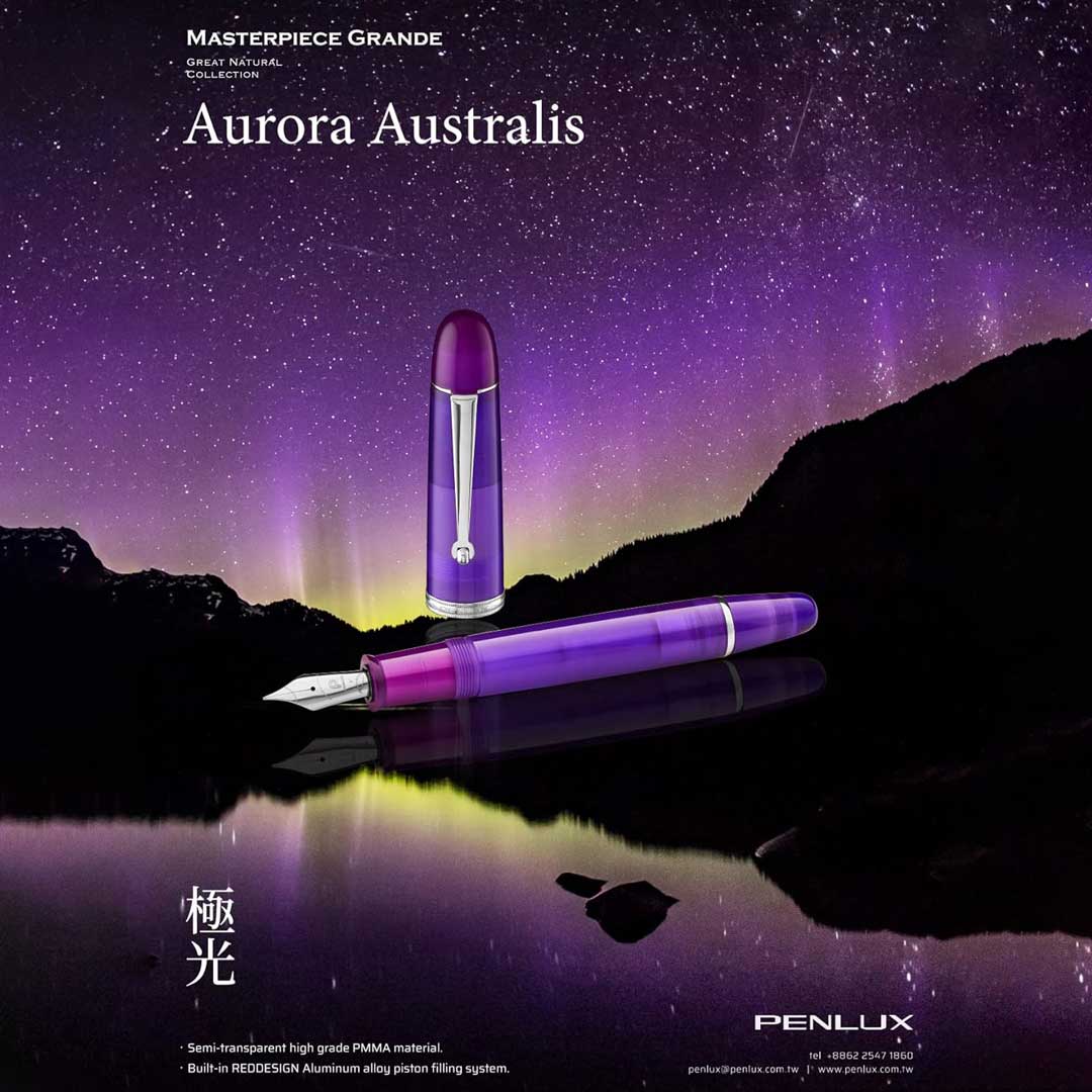 Penlux | Masterpiece Grande | Fountain Pen | Aurora Australis | Purple | Piston Filling Penlux
