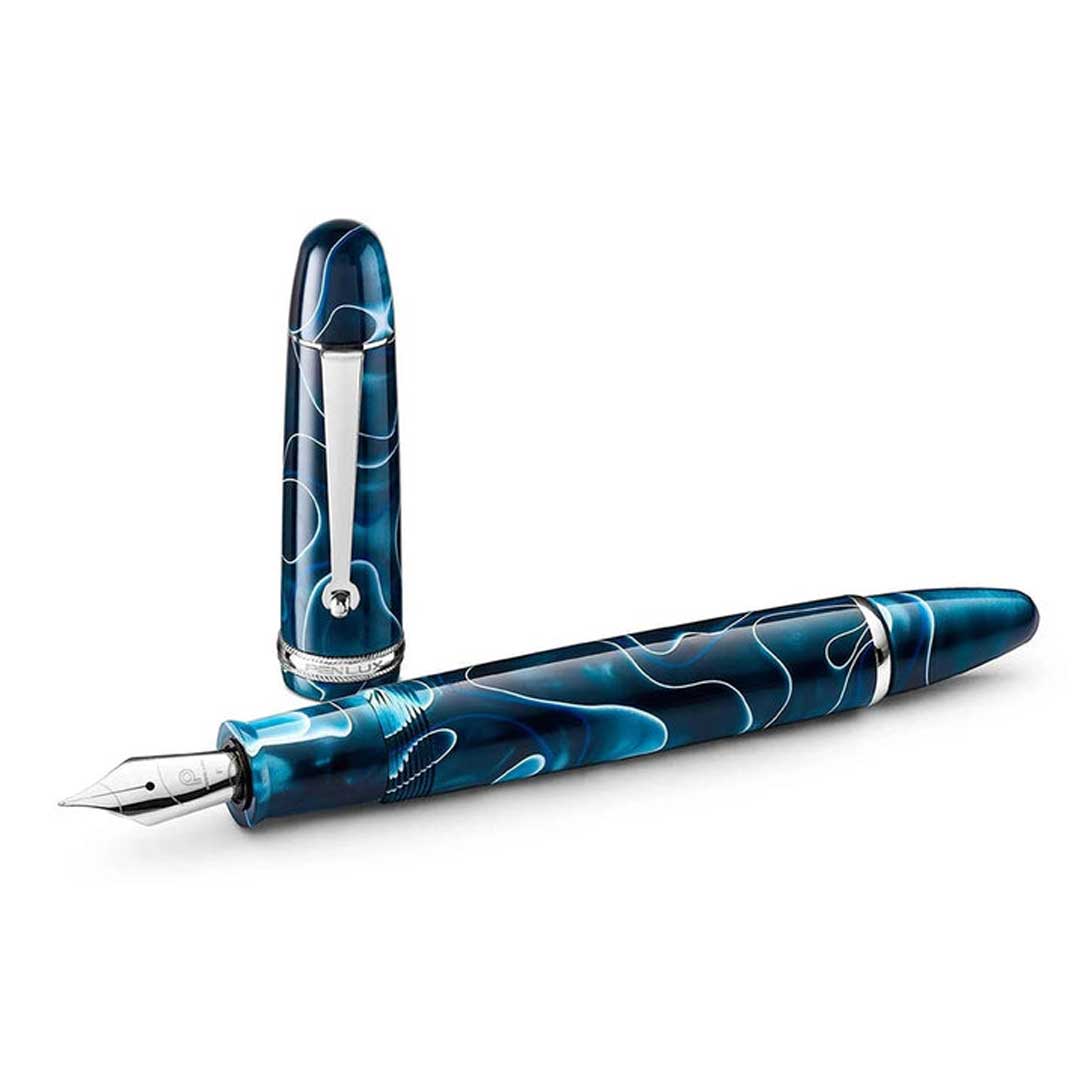 Penlux | Masterpiece Grande | Fountain Pen | Blue Swirl | Piston Filling Penlux