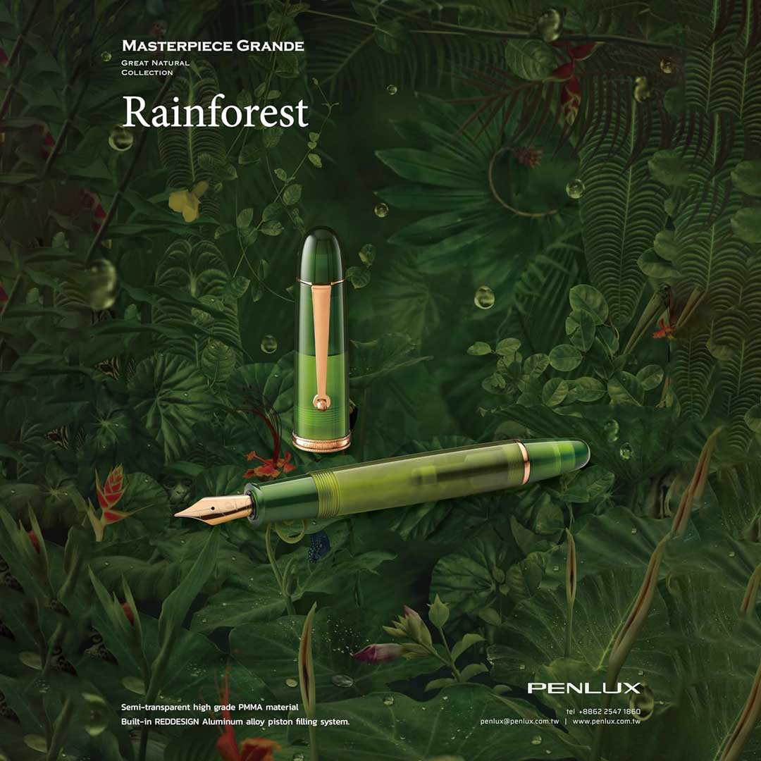 Penlux | Masterpiece Grande | Fountain Pen | Rain Forest | Green | Piston Filling Penlux