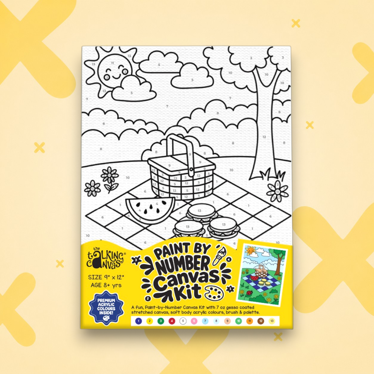 Paint by Numbers Canvas Kit for Kids 9x12 Inch - Picnic - picnic kit 9x12 apolix front