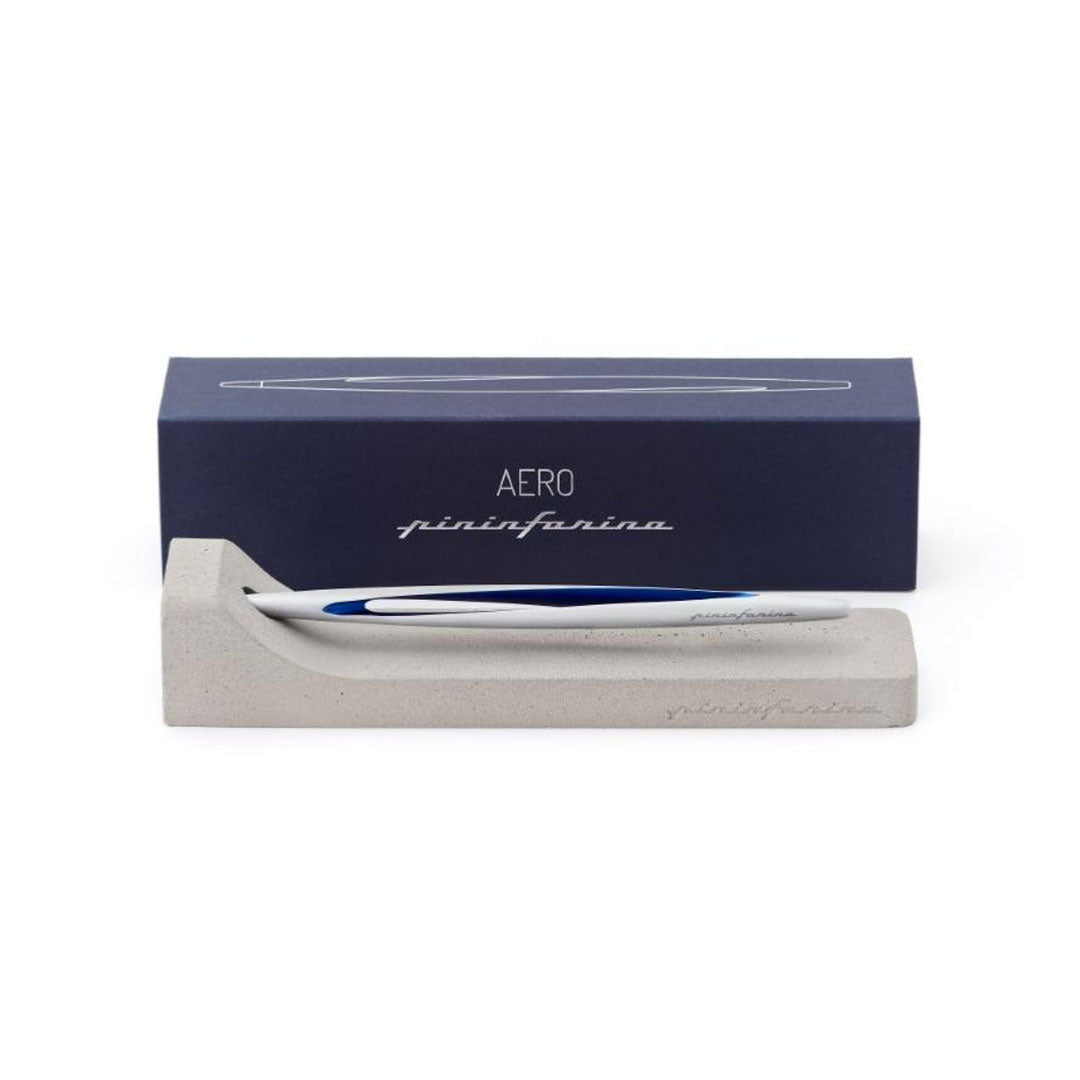 Pininfarina | Aero Blue Pencil | Ethergraf® metal alloy tip  | Raw Concrete Desk Stand Pininfarina