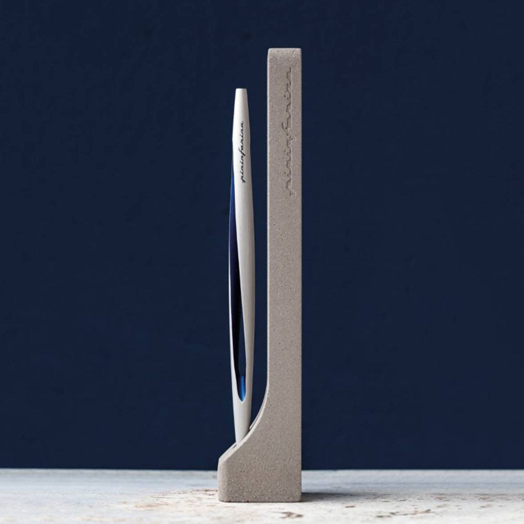 Pininfarina | Aero Blue Pencil | Ethergraf® metal alloy tip  | Raw Concrete Desk Stand Pininfarina