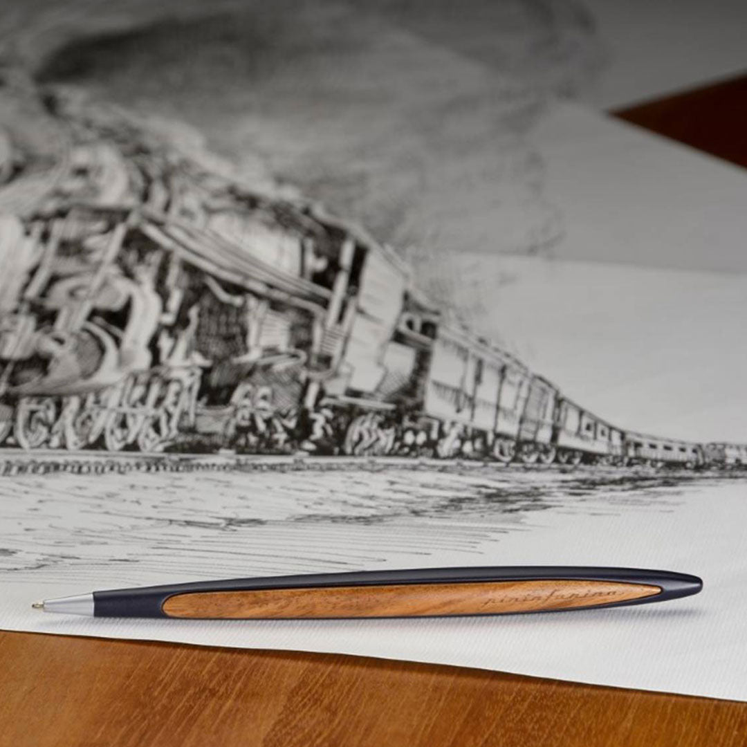 Pininfarina | Cambiano Classic Ink | Ballpoint Pen | Blue |  Solid Wood Desk Stand Pininfarina