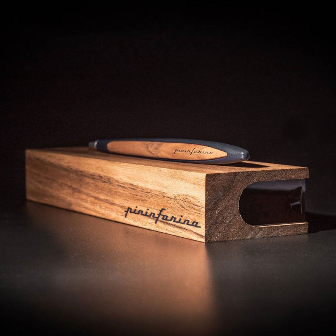 Pininfarina | Cambiano Classic Ink | Ballpoint Pen | Blue |  Solid Wood Desk Stand Pininfarina