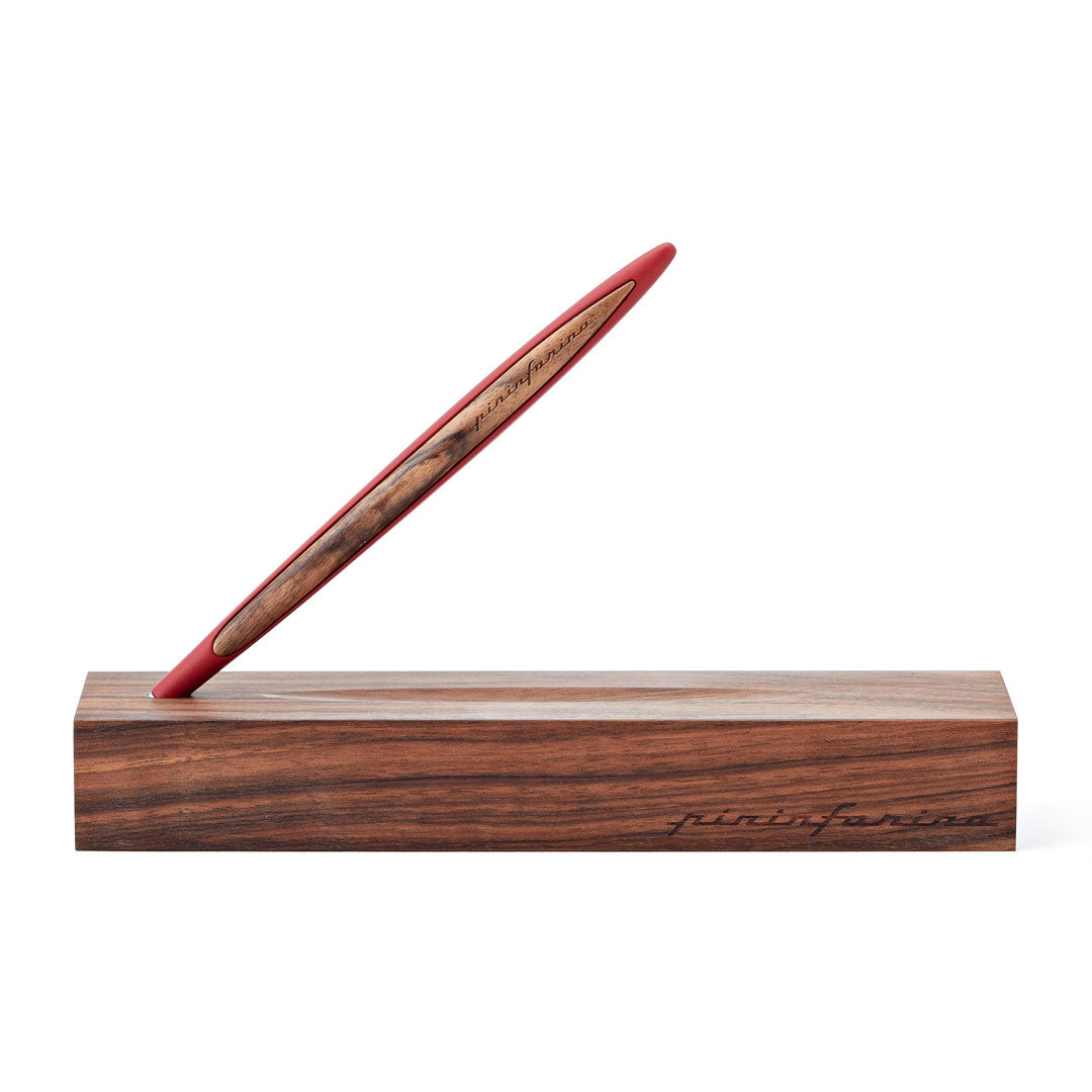 Pininfarina | Cambiano Classic Ink | Ballpoint Pen | Red | Solid Wood Desk Stand Pininfarina