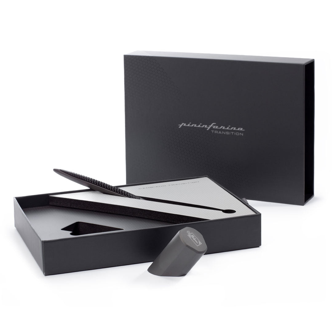 Pininfarina | Cambiano Transitions | Titanium | Ballpoint Pen | Inclined Desk Stand Pininfarina