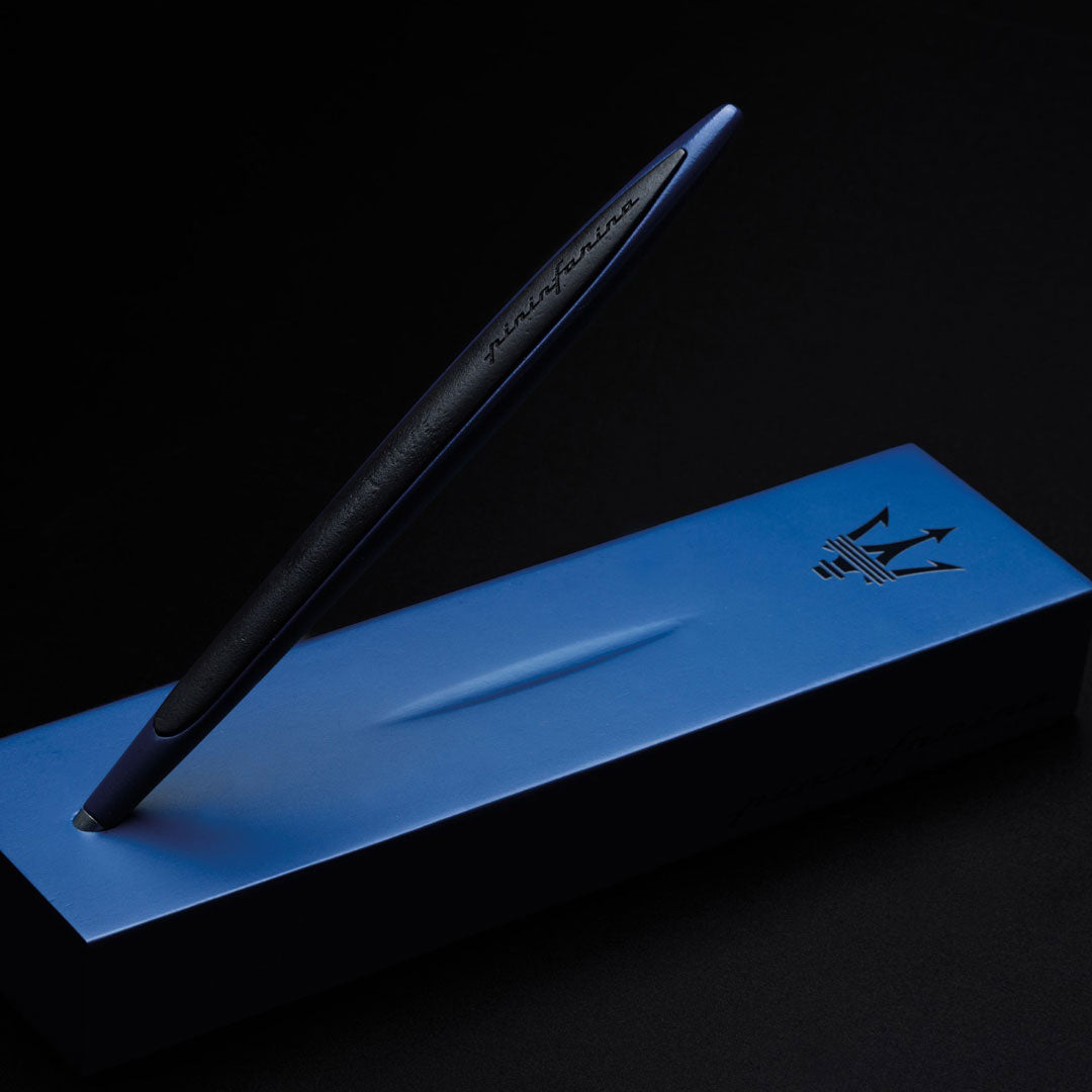 Pininfarina | Cambiano Maserati Special Edition Ballpoint | Blue | Wooden Display Base Pininfarina