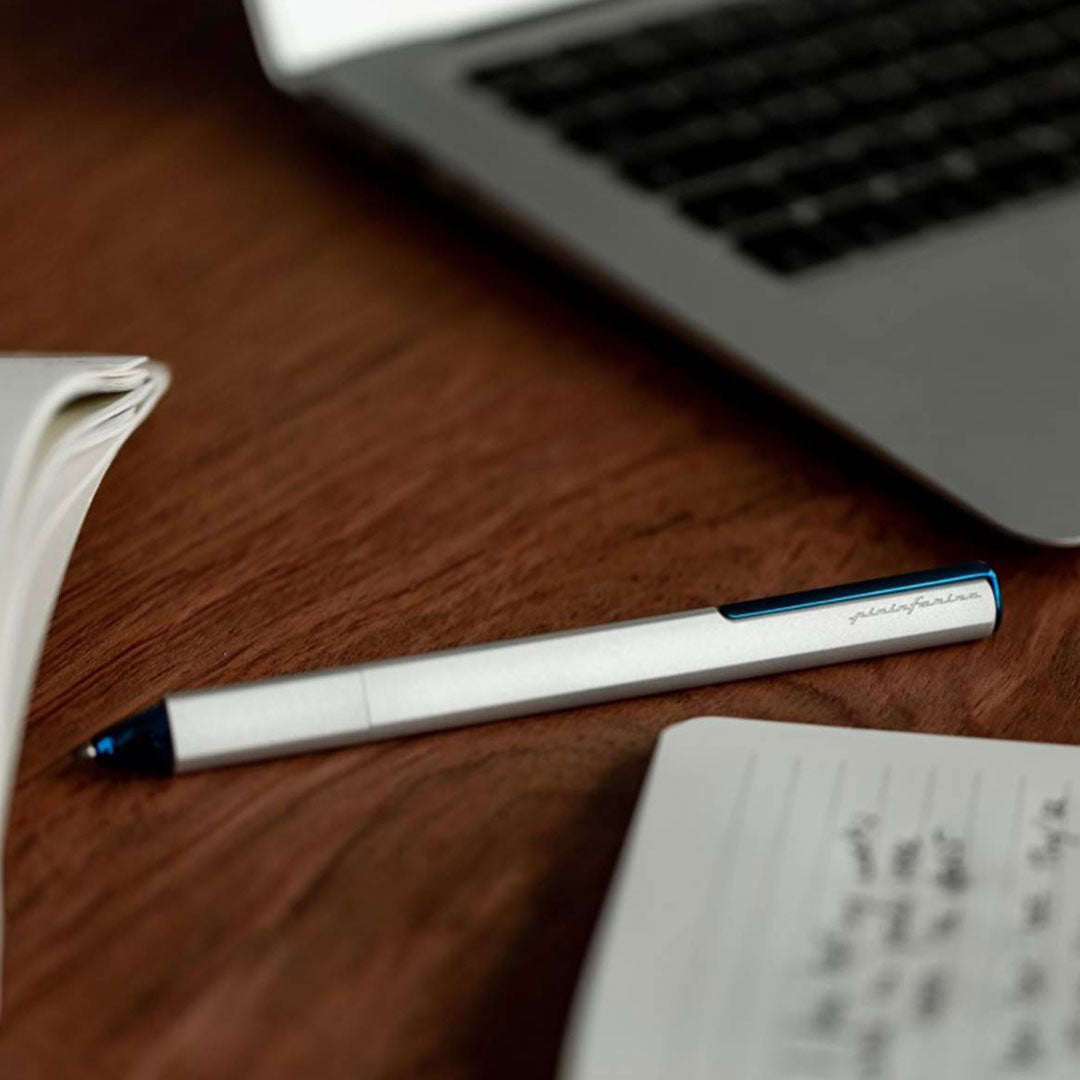 Pininfarina | Pf One Blue&Silver | Retractable Ballpoint Pen with Twist Mechanism Pininfarina