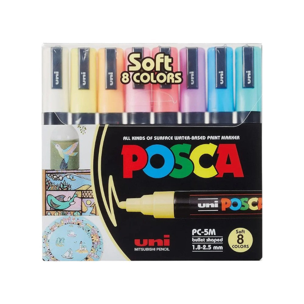 Uniball Posca Paint Markers PC-5M, 8 set Soft Colors Uni-Ball