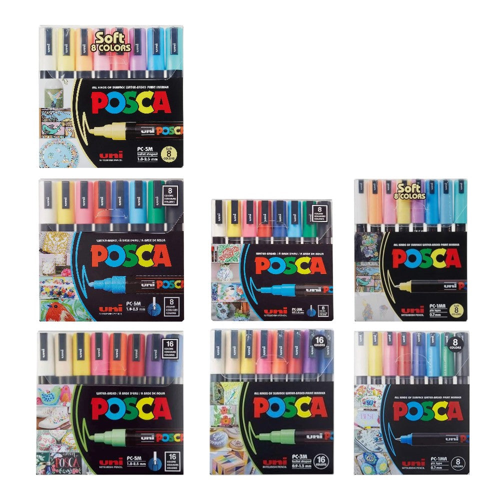 Posca Paint Marker Set Water-Based 1MR, 3M, 5M Tips Choose Pack