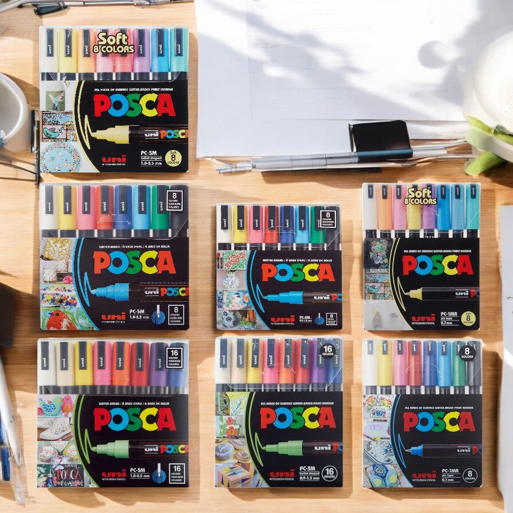 Posca Paint Marker Set - Water-Based - 1MR, 3M, 5M Tips - Choose Pack