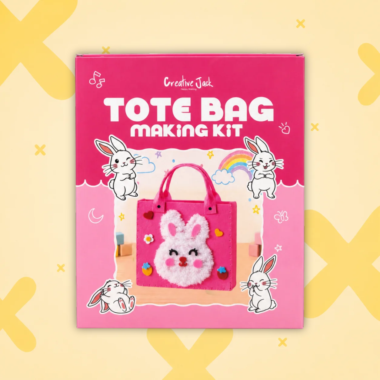 DIY Felt Tote Bag Making Kit for Kids - rabbit tote bag making kit apolix front