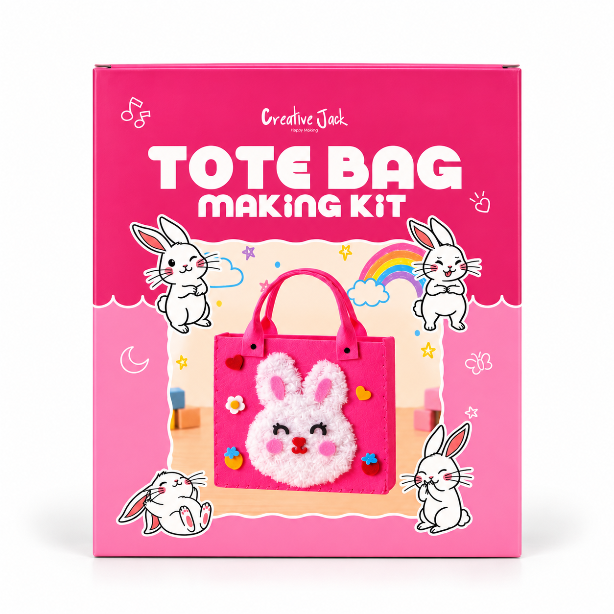 DIY Felt Tote Bag Making Kit for Kids - Rabbit - rabbit tote bag making kit front